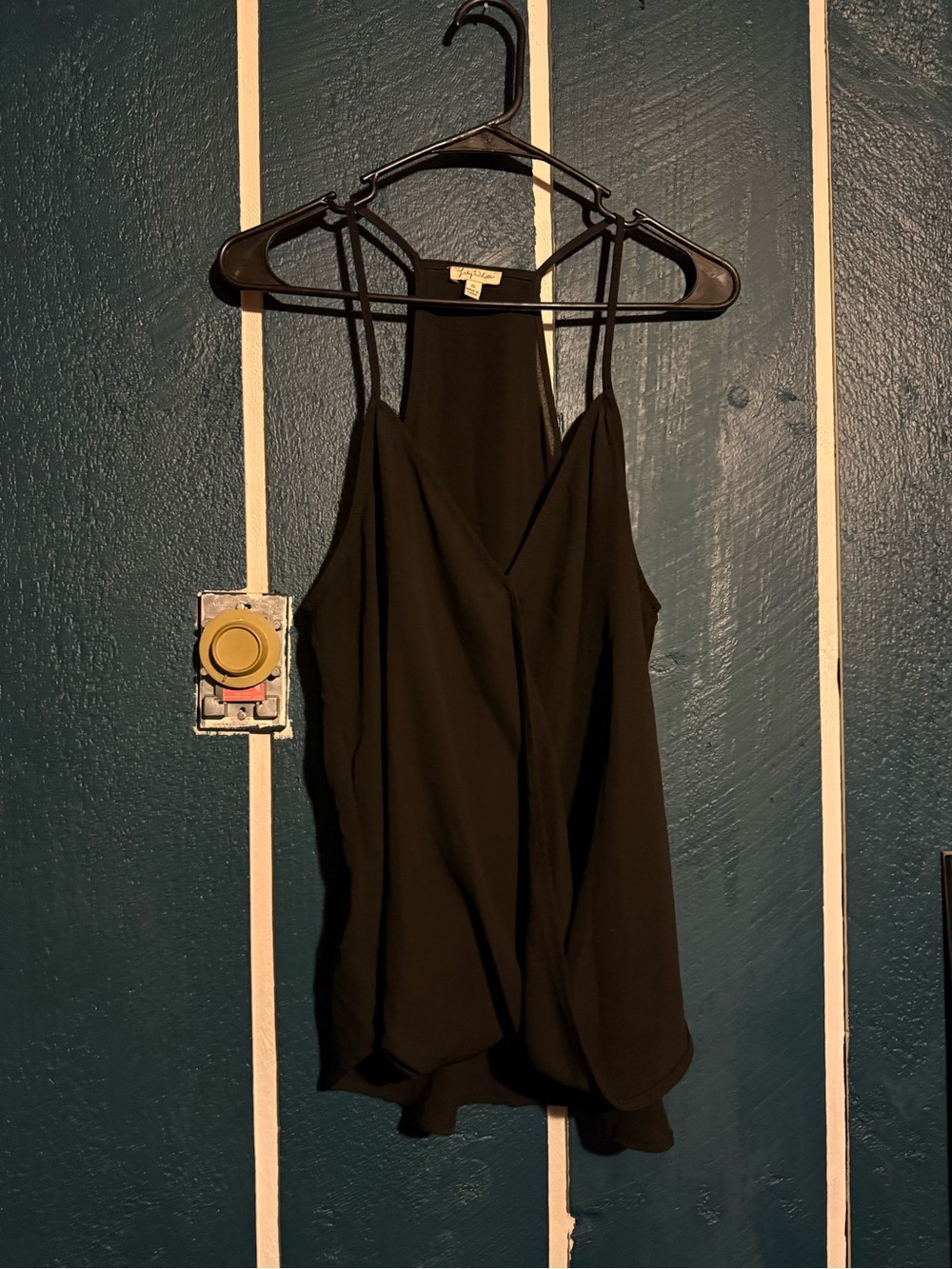 Lily White Black V-Neck Draped Camisole